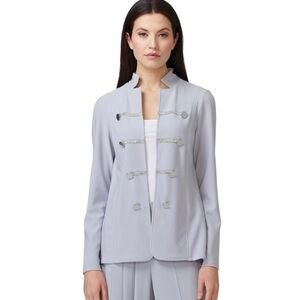 Joseph Ribkoff NWT Gray Frost Sparkle Open Front Long Sleeve Blazer Jacket 8
